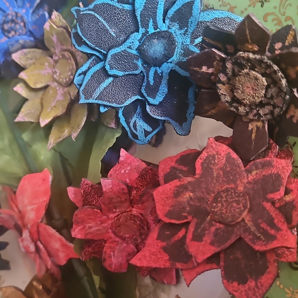 Hand Crafted Flower Genuine Leather Dog Collar Charm NEW - Picture 11 of 14